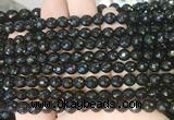 AGBS241 15 inches 6mm faceted round black agate beads wholesale