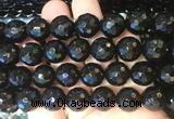 AGBS245 15 inches 14mm faceted round black agate beads wholesale