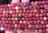 AGBS247 15 inches 6mm faceted round red dragon veins agate beads wholesale
