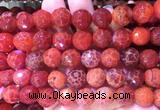 AGBS250 15 inches 12mm faceted round red dragon veins agate beads wholesale