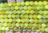 AGBS254 15 inches 8mm faceted round yellow dragon veins agate beads wholesale