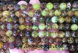 AGBS259 15 inches 8mm faceted round yellow dragon veins agate beads wholesale