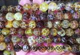 AGBS260 15 inches 10mm faceted round yellow dragon veins agate beads wholesale