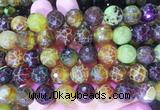 AGBS261 15 inches 12mm faceted round yellow dragon veins agate beads wholesale