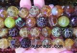 AGBS262 15 inches 14mm faceted round yellow dragon veins agate beads wholesale