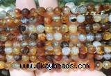 AGBS264 15 inches 6mm faceted round coffee dragon veins agate beads wholesale