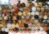 AGBS265 15 inches 8mm faceted round coffee dragon veins agate beads wholesale
