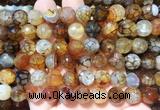 AGBS266 15 inches 10mm faceted round coffee dragon veins agate beads wholesale