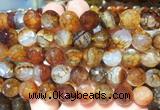 AGBS267 15 inches 12mm faceted round coffee dragon veins agate beads wholesale