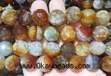 AGBS268 15 inches 14mm faceted round coffee dragon veins agate beads wholesale