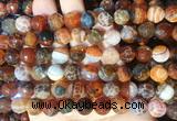 AGBS272 15 inches 10mm faceted round coffee dragon veins agate beads wholesale