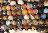 AGBS273 15 inches 12mm faceted round coffee dragon veins agate beads wholesale