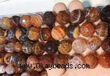 AGBS274 15 inches 14mm faceted round coffee dragon veins agate beads wholesale