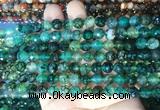 AGBS281 15 inches 6mm faceted round green dragon veins agate beads wholesale