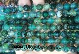 AGBS282 15 inches 8mm faceted round green dragon veins agate beads wholesale