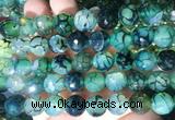 AGBS284 15 inches 12mm faceted round green dragon veins agate beads wholesale