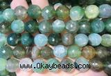 AGBS289 15 inches 12mm faceted round green dragon veins agate beads wholesale