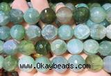 AGBS290 15 inches 14mm faceted round green dragon veins agate beads wholesale