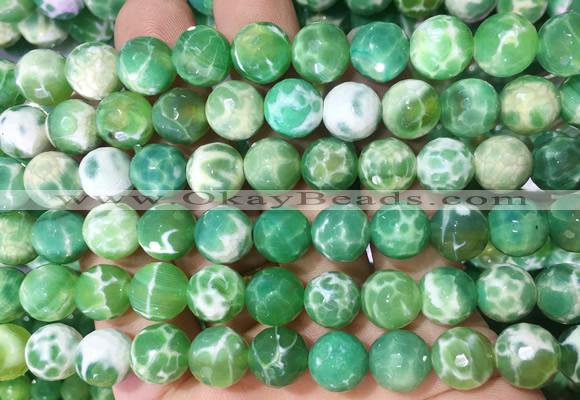 AGBS294 15 inches 10mm faceted round green dragon veins agate beads wholesale