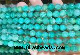 AGBS297 15 inches 6mm faceted round green dragon veins agate beads wholesale