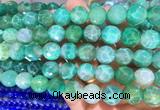 AGBS300 15 inches 12mm faceted round green dragon veins agate beads wholesale