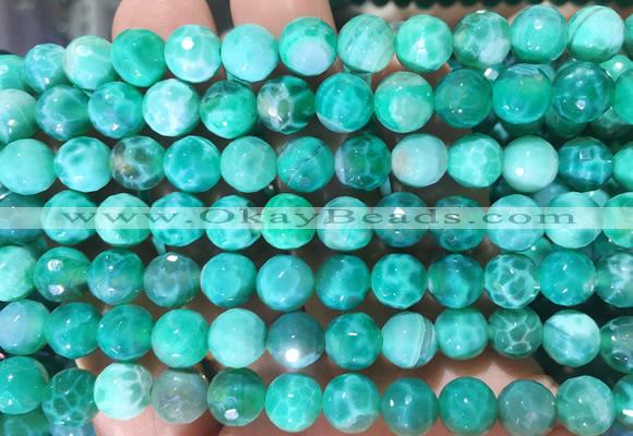 AGBS303 15 inches 8mm faceted round green dragon veins agate beads wholesale