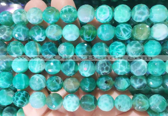 AGBS304 15 inches 10mm faceted round green dragon veins agate beads wholesale