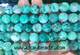AGBS305 15 inches 12mm faceted round green dragon veins agate beads wholesale