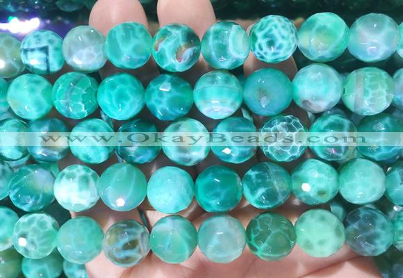 AGBS305 15 inches 12mm faceted round green dragon veins agate beads wholesale