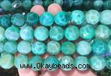 AGBS306 15 inches 14mm faceted round green dragon veins agate beads wholesale
