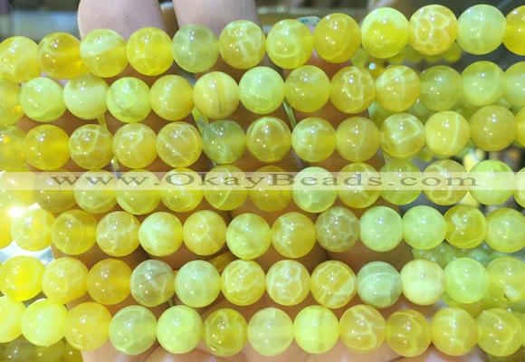 AGBS319 15 inches 8mm round yellow dragon veins agate beads wholesale