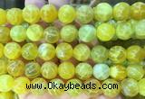 AGBS321 15 inches 12mm round yellow dragon veins agate beads wholesale