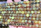 AGBS324 15 inches 6mm round yellow dragon veins agate beads wholesale