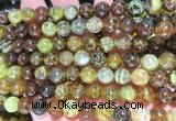 AGBS325 15 inches 8mm round yellow dragon veins agate beads wholesale