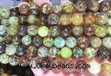 AGBS326 15 inches 10mm round yellow dragon veins agate beads wholesale