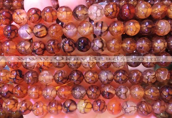 AGBS331 15 inches 8mm round coffee dragon veins agate beads wholesale