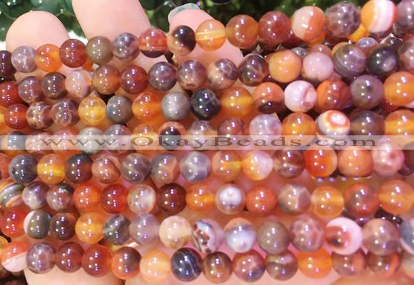 AGBS336 15 inches 6mm round coffee dragon veins agate beads wholesale