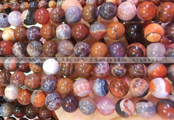 AGBS338 15 inches 10mm round coffee dragon veins agate beads wholesale