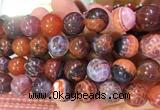 AGBS340 15 inches 14mm round coffee dragon veins agate beads wholesale