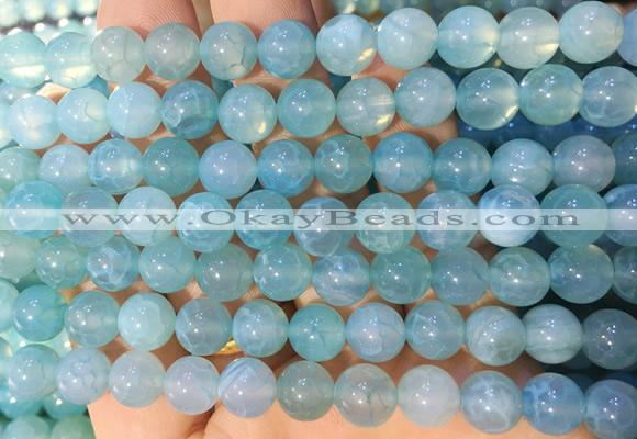 AGBS356 15 inches 8mm round blue dragon veins agate beads wholesale