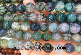 AGBS366 15 inches 12mm round green dragon veins agate beads wholesale