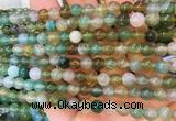 AGBS368 15 inches 6mm round green dragon veins agate beads wholesale
