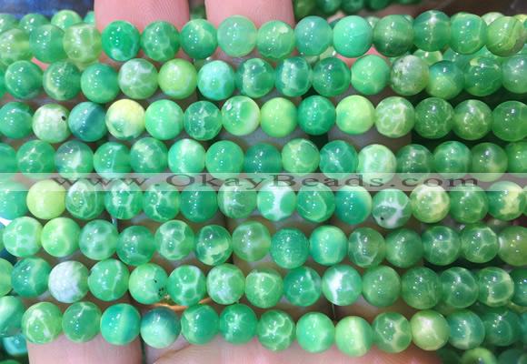 AGBS373 15 inches 6mm round green dragon veins agate beads wholesale