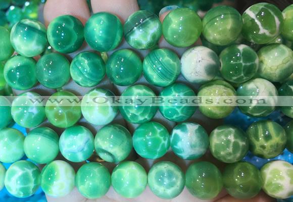 AGBS376 15 inches 12mm round green dragon veins agate beads wholesale