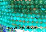 AGBS386 15 inches 8mm round green dragon veins agate beads wholesale