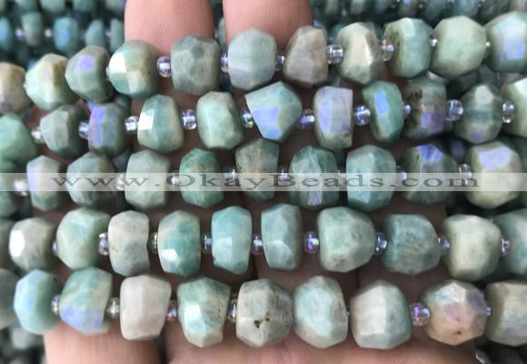 AMBS09 15 inches 5*10mm - 7*11mm faceted nuggets AB-color amazonite beads
