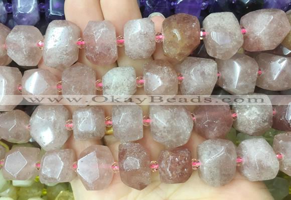 BQBS01 15 inches 12*16mm - 13*18mm faceted nuggets red strawberry quartz beads