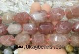 BQBS03 15 inches 13*18mm - 15*20mm faceted nuggets red strawberry quartz beads