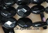 CAA2590 15.5 inches 8*10mm faceted oval black agate beads wholesale