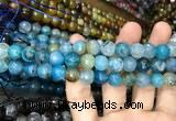 CAA3052 15 inches 10mm faceted round fire crackle agate beads wholesale